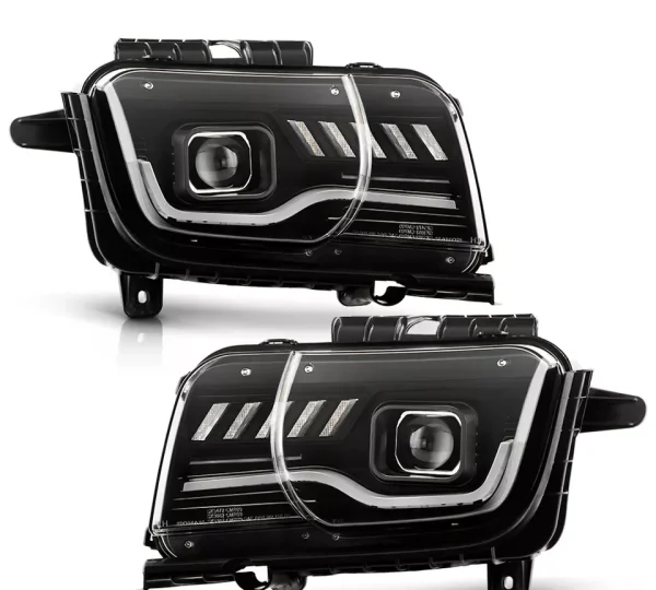 2010-2013 Chevrolet Camaro [Halogen Models] LED DRL Strip + Sequential Switchback Turn Signal Projector Headlights – Black